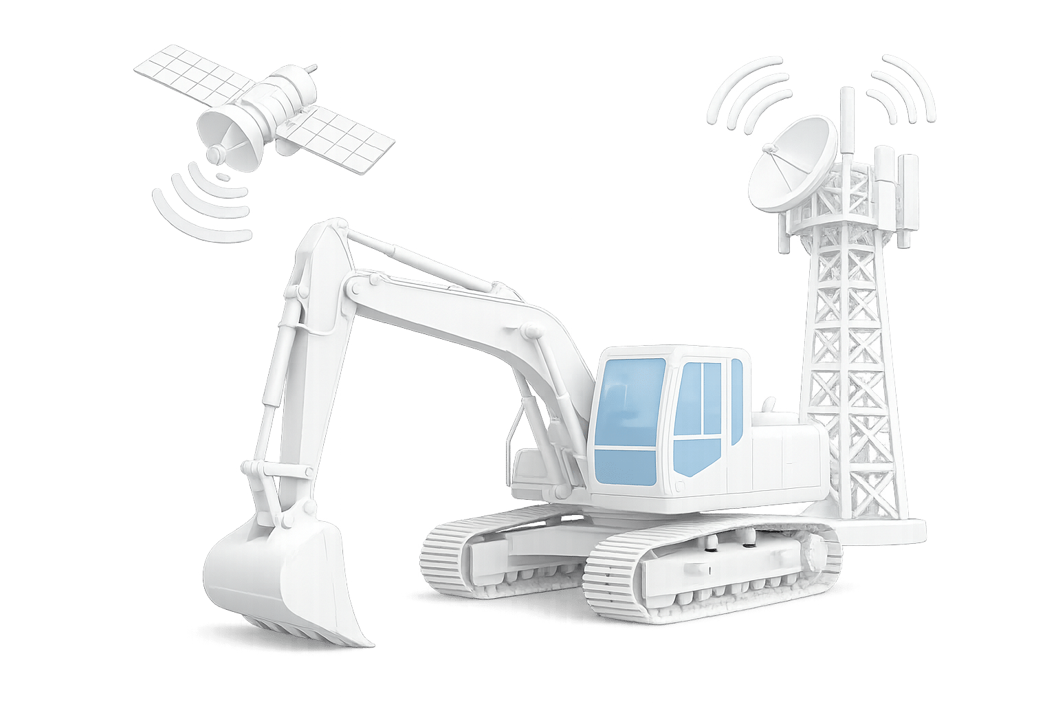 Pelle mécanique équipée du système de suivi GPS TrackJack